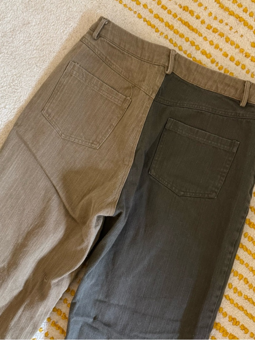 12th Tribe Two-Tone Straight-Leg Pants in Olive/Brown - Picture 4 of 5